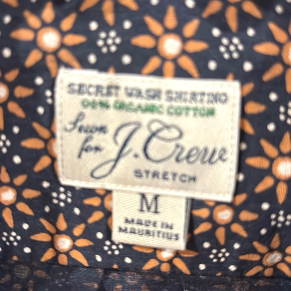 J. Crew Navy Button-Down Shirt with Tan Floral Print - Picture 6 of 10